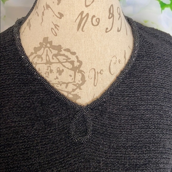Black Chenille Top with Beaded Rope Detail Talbots - Picture 7 of 8